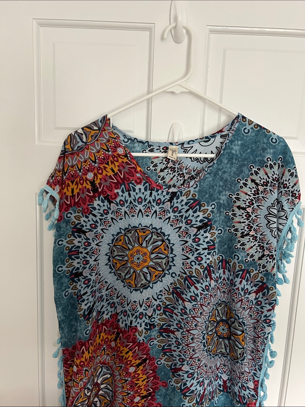 Boho Yincro Tunic Top in Teal Mix/Beach Cover Up